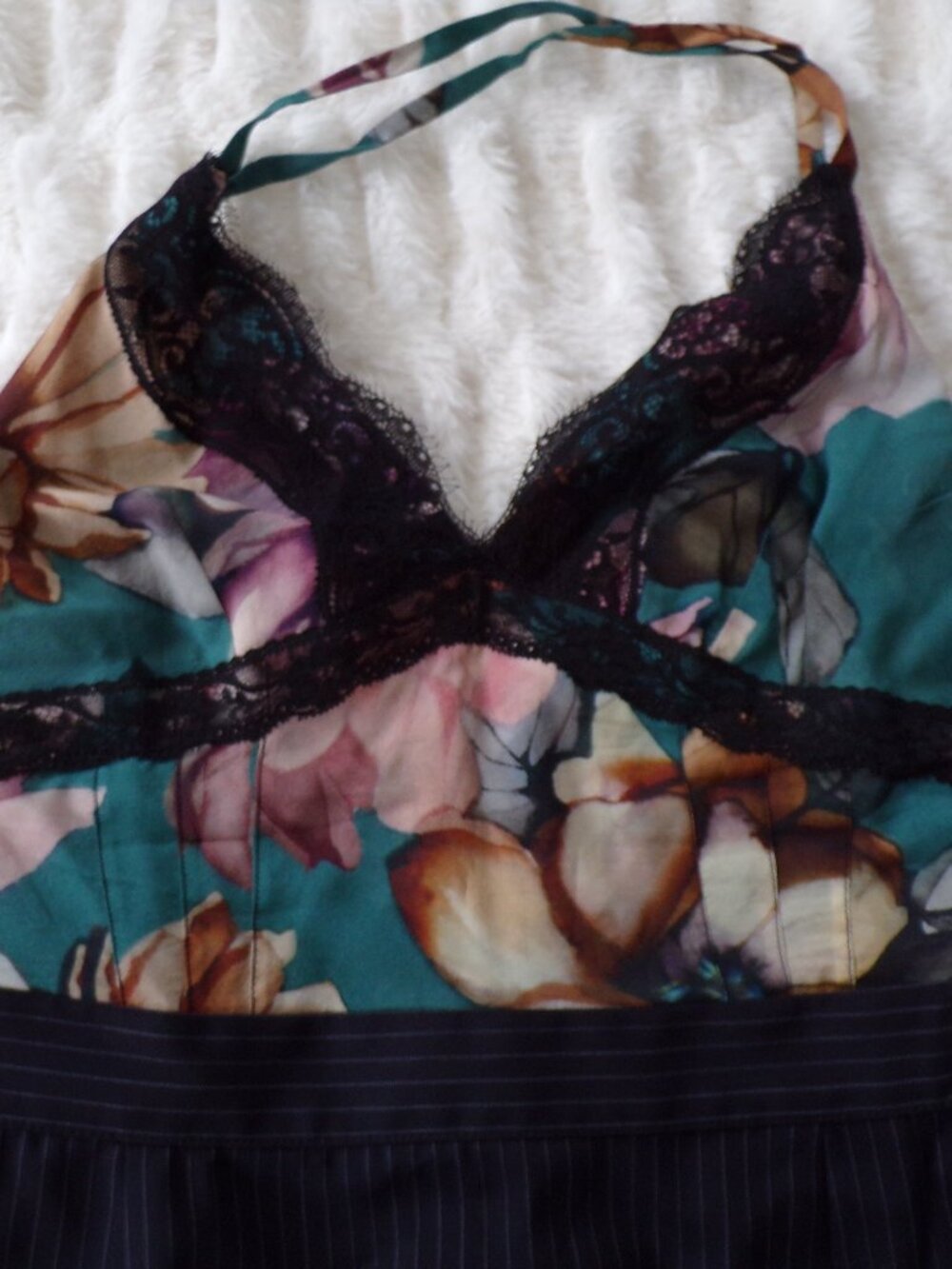 D&G Floral spaghetti strap mini dress 42 wool silk lux blend y2k S - Picture 5 of 13
